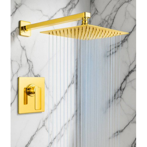 Set Ducha Dorada 25cm Con...