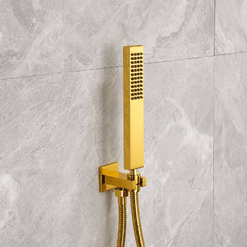 Kit Ducha Dorado Brillante 40cm Pared Mezclador Teleducha Intense