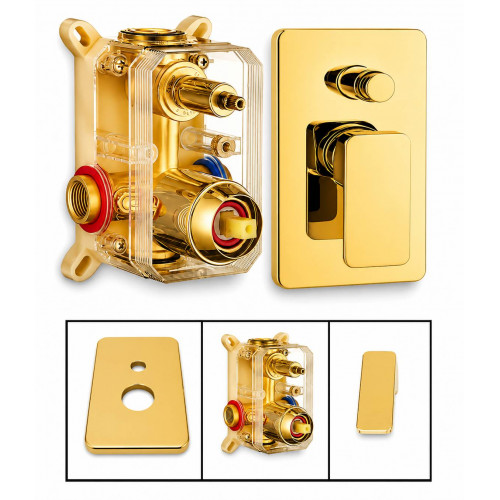 Kit Ducha Dorado Brillante 40cm Pared Mezclador Teleducha Intense