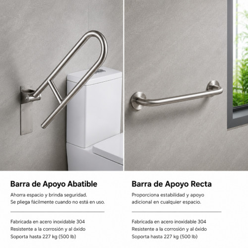 Kit Barra de Seguridad Abatible más Barra de 40 cm Acero 304