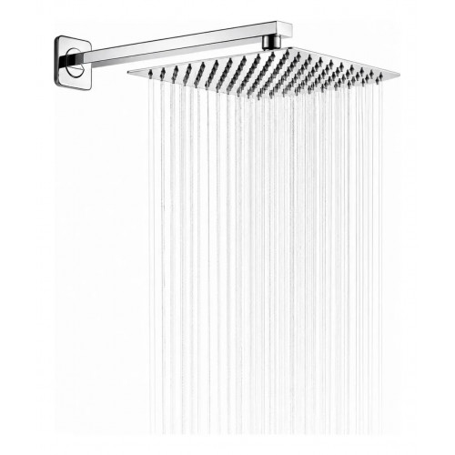 Regadera Ducha Metálica 25 X 25 Cuadrada Kit Tubo Cuadrado