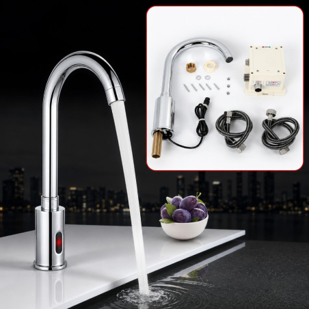 Kit De Griferia Llave Sensor Lavamanos Acero 28 x 31 Desagüe