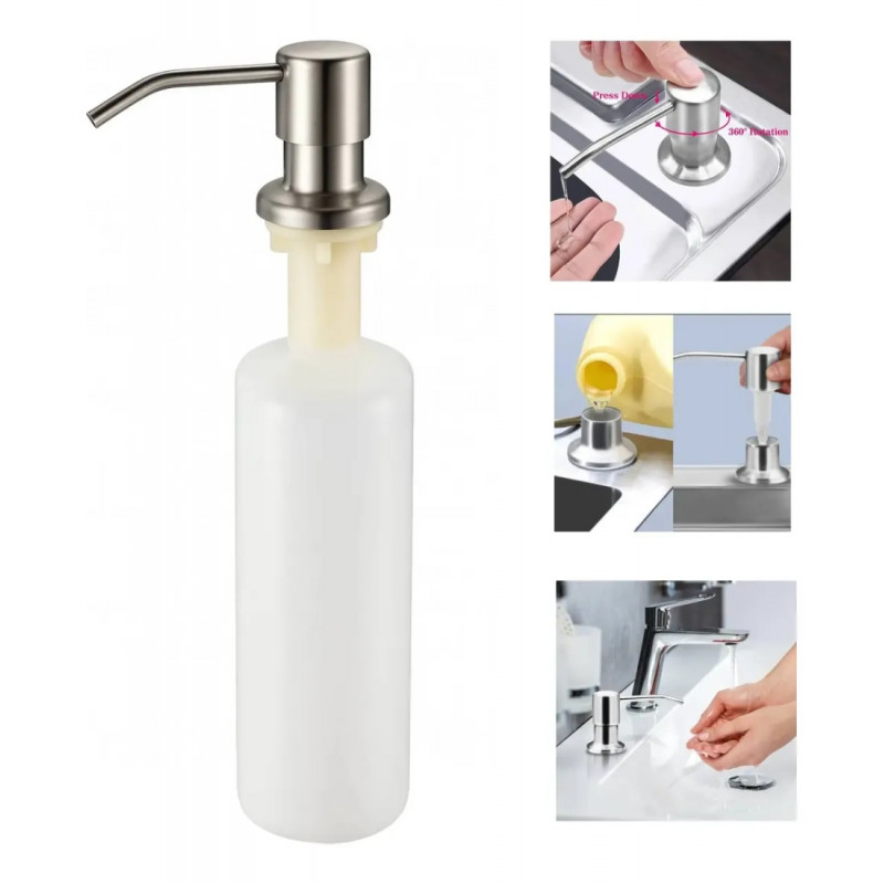 Dispensador De Jabón En Acero Con Cuerpo En ABS Para Cocina