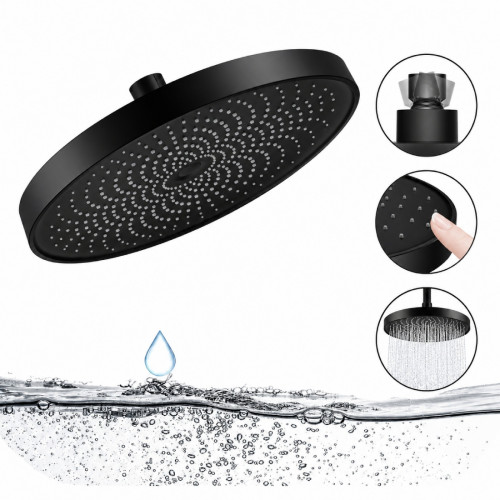 Kit Completo Mezclador Ducha Negro Y Ducha 20cm Tubo Pared