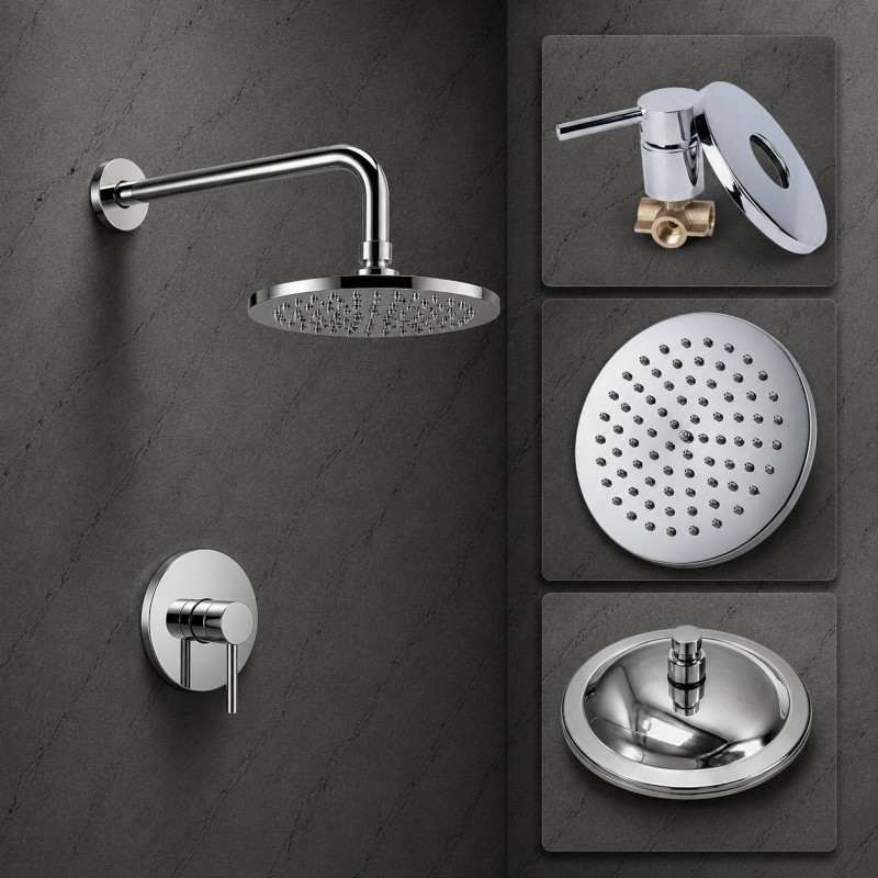 Kit Regadera Metál Anticalcarea 20cm Tubo  Y Mezclador Ducha
