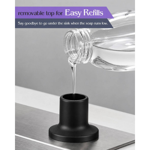 Dispensador Jabón 300ml Pico Acero Negro Cuerpo Abs Cocina