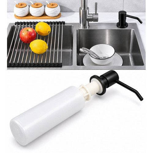 Dispensador Jabón 300ml Pico Acero Negro Cuerpo Abs Cocina