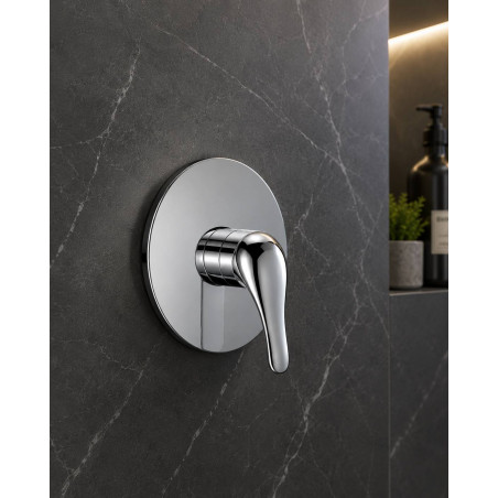 Mezclador Monocontrol Rendondo  Ducha - Metálico Cromado