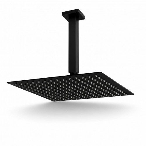 Regadera Para Ducha Color Negro 20cm Acabado Mate-tubo Techo