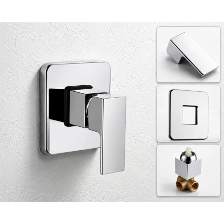 Kit Regadera Tubo Techo Mezclador Ducha Monocontrol Cuadrado