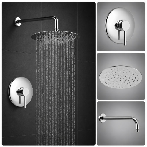 Kit Completo Mezclador Ducha, Regadera 20cm Y Tubo Pared