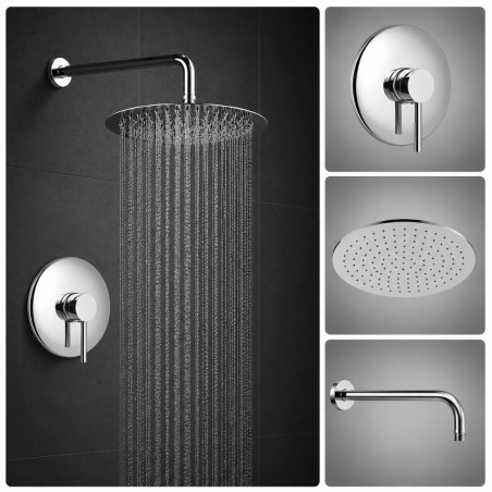 Kit Completo Mezclador Ducha, Regadera 20cm Y Tubo Pared