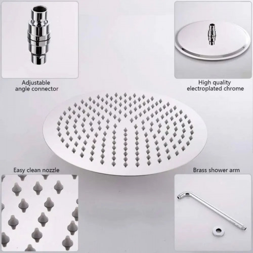 Regadera para ducha metálica 30 cm redonda (no Incluye tubo)