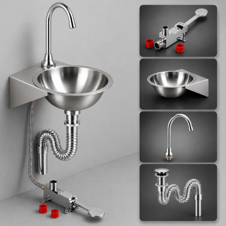 Kit De Válvula O Llave Pedal -lavamanos Acero 28x31 Y Cuello