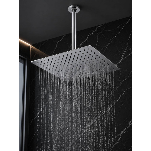 Kit Regadera Metálica 25 Cm Tubo Techo Mezclador Ducha Cuad