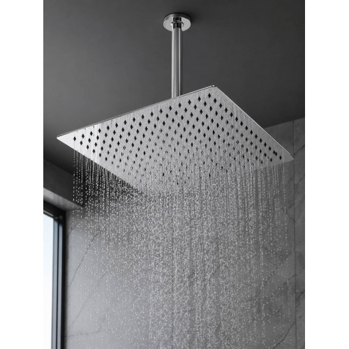 Kit Regadera Metálica 25 Cm Tubo Techo Mezclador Ducha Cuad