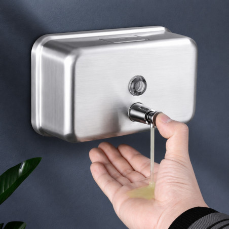 Dispensador Jabón Institucional Acero 1 Lt Horizontal Pared