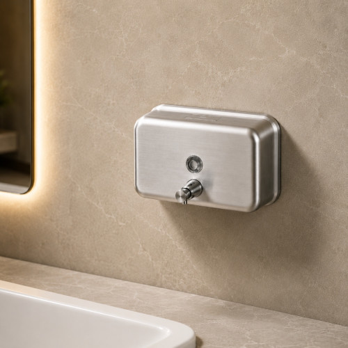 Dispensador Jabón Institucional Acero 1 Lt Horizontal Pared
