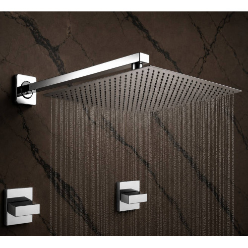 Kit Regadera 40 Metálica Tubo Pared Mezclador Ducha Cuadrado