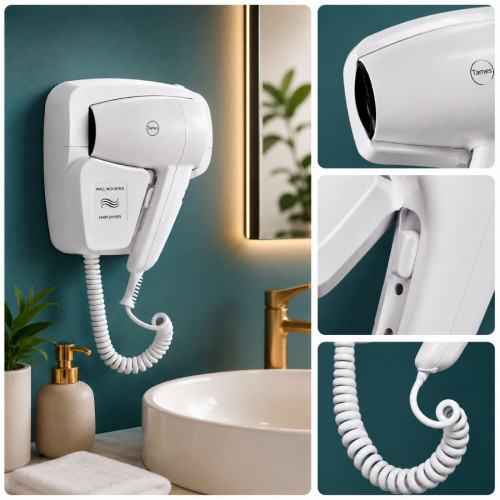 Secador de Cabello Tipo Hotel a Pared 1200 w Alta Potencia