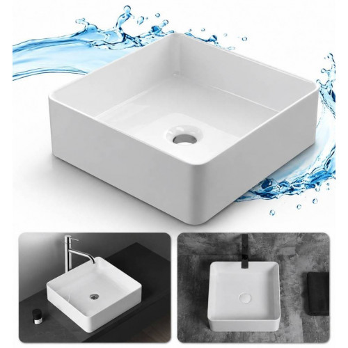 Lavamanos Cuadrado Blanco Monza Sobreponer 37,6cm X 37,6cm
