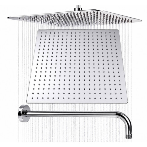 Kit Regadera Metálica 40 Cm Y Mezclador Ducha Cuadrado