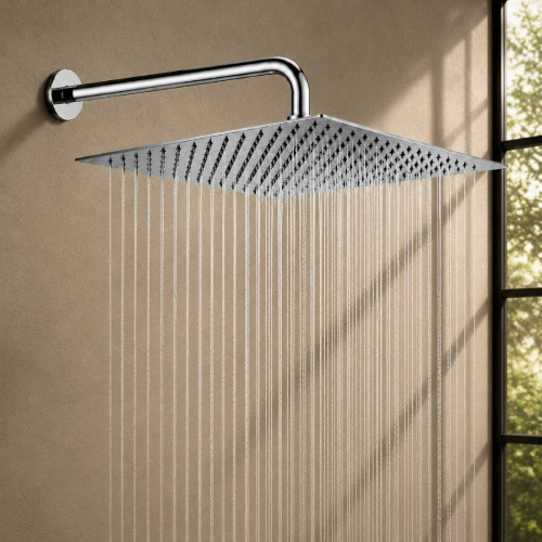 Kit Regadera Metálica 40 Cm Y Mezclador Ducha Cuadrado