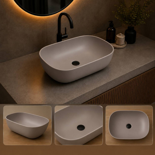 Lavamanos Vessel Coal Pierre 45 X 32 X 13 Gris Beige Gris Beige