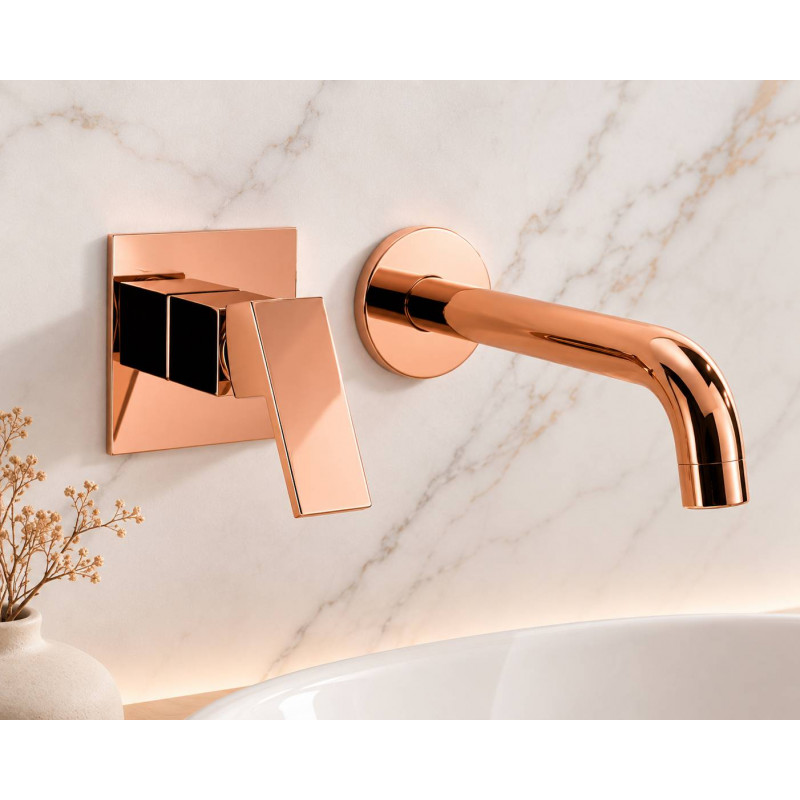 Llave Lavamanos Pared Oro Rosa Mezclador Perfección