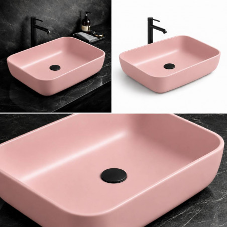 Lavamanos Blanco Pool Rosa Mate Rectangular (sin Grifo)