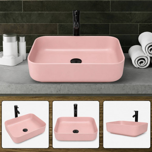 Lavamanos Blanco Pool Rosa Mate Rectangular (sin Grifo)
