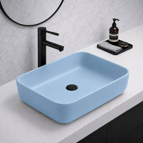 Lavamanos Blanco Pool Azul Cielo Rectangular Sky (sin Grifo)
