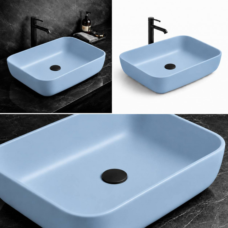 Lavamanos Blanco Pool Azul Cielo Rectangular Sky (sin Grifo)
