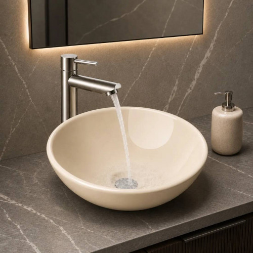 Kit Lavamanos Beige Tazón -desagüe - Grifería Agua Fría