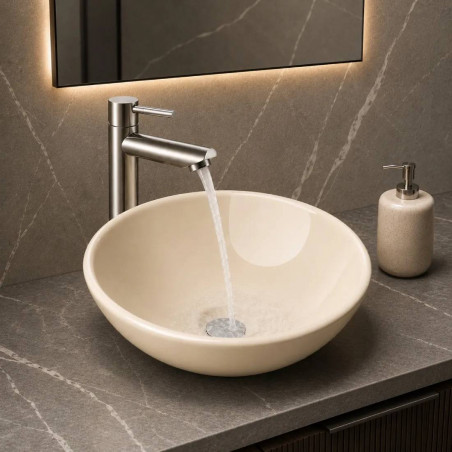 Kit Lavamanos Beige Tazón -desagüe - Grifería Agua Fría