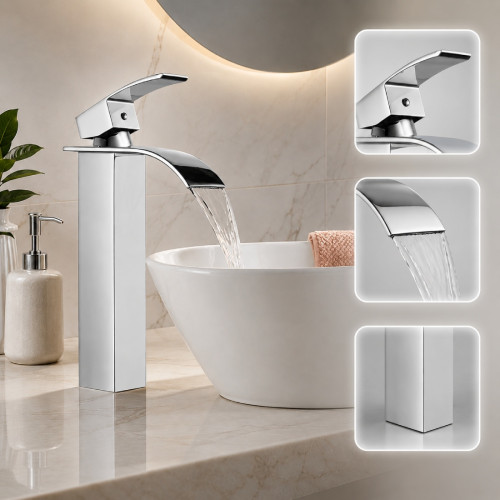 Griferia Lavamanos Monocontrol Cascada Imperial Alta Lujo