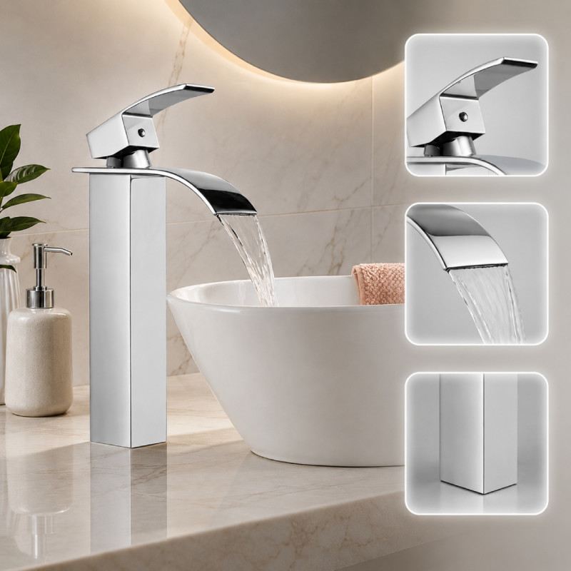 Griferia Lavamanos Monocontrol Cascada Imperial Alta Lujo