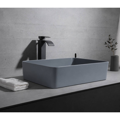 Lavamanos Pool Rectangular Azul Grisaceo Grande 48cm X 37cm
