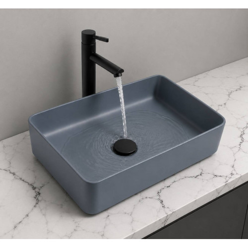 Lavamanos Pool Rectangular Azul Grisaceo Grande 48cm X 37cm