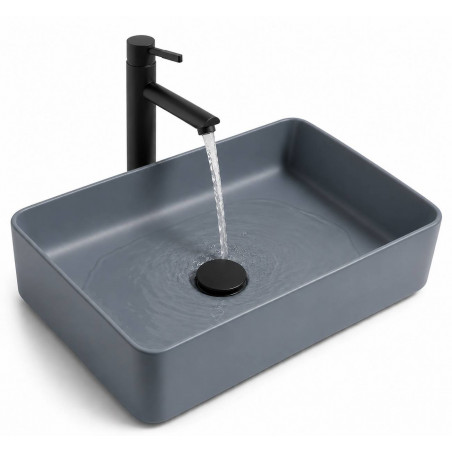 Lavamanos Pool Rectangular Azul Grisaceo Grande 48cm X 37cm