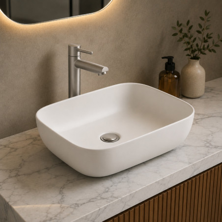 Kit Lavamanos Blanco Coal 45 X 34-griferia Agua Fría-desagüe