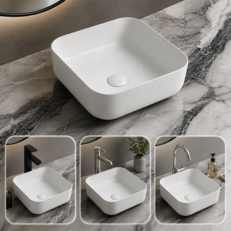 Lavamanos monza cuadrado Blanco Mate 38,5 x 38,5