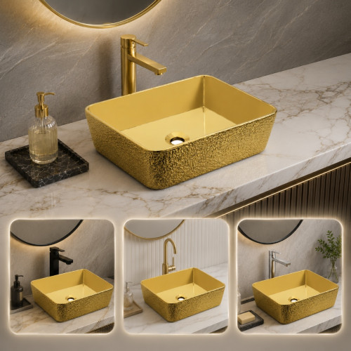 Lavamanos Vessel Pool Dorado Rectangular 46 X 33 X 15 Cm