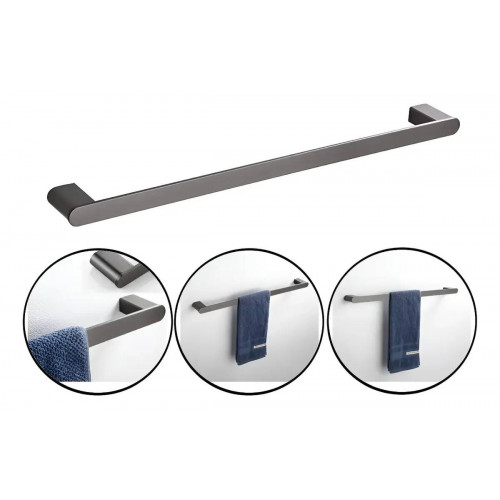 Toallero Barra 60cm Color Gris Metal- Para Baño Zona Húmeda