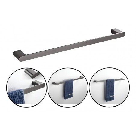 Toallero Barra 60cm Color Gris Metal- Para Baño Zona Húmeda