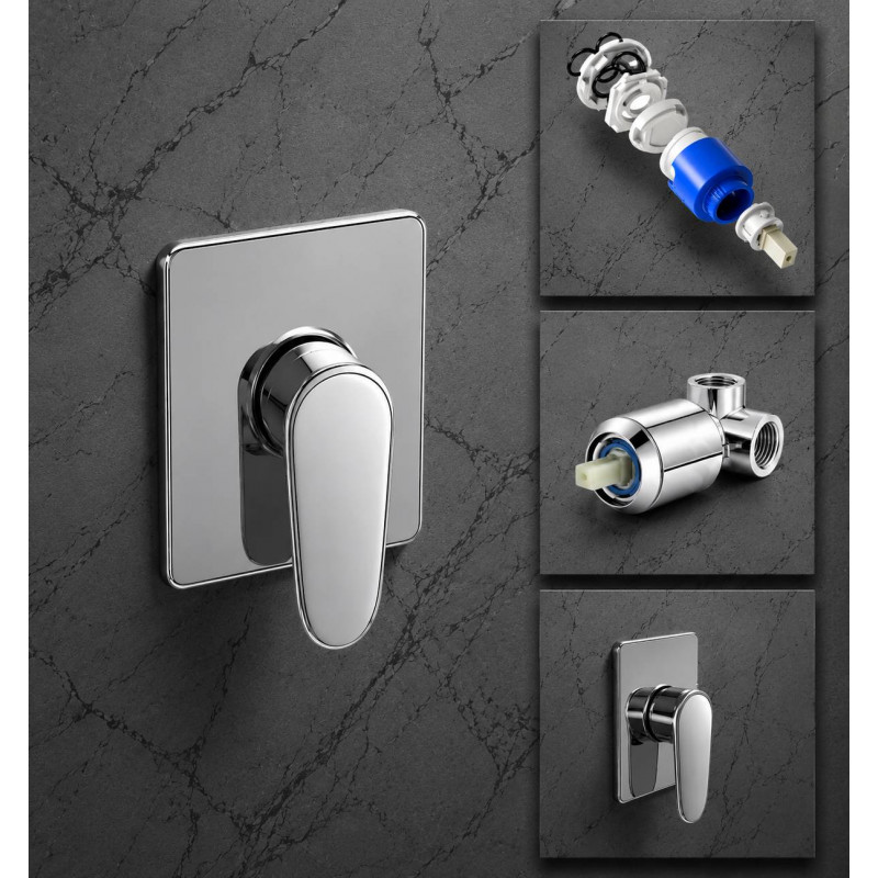 Mezclador Monocontrol Ducha Cuadrado Europa Rectangular