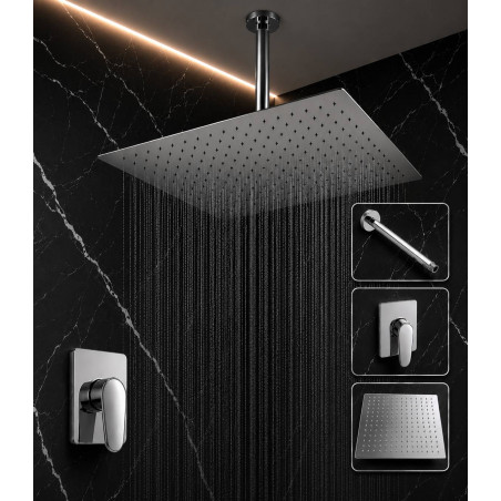 Kit Ducha Techo 30 Metálica Mezclador Europa Monocontrol Q