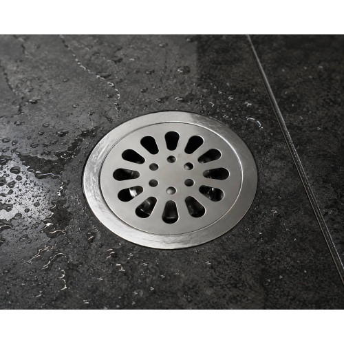 Rejilla Acero Sifón De Piso Loto Circular 10cm 3 X 1 1/2