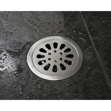 Rejilla Acero Sifón De Piso Loto Circular 10cm 3 X 1 1/2