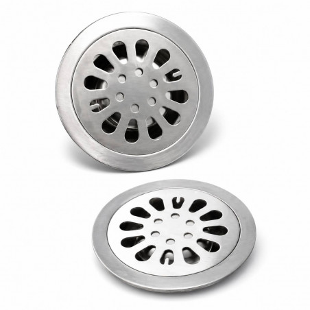 Rejilla Acero Sifón De Piso Loto Circular 10cm 3 X 1 1/2